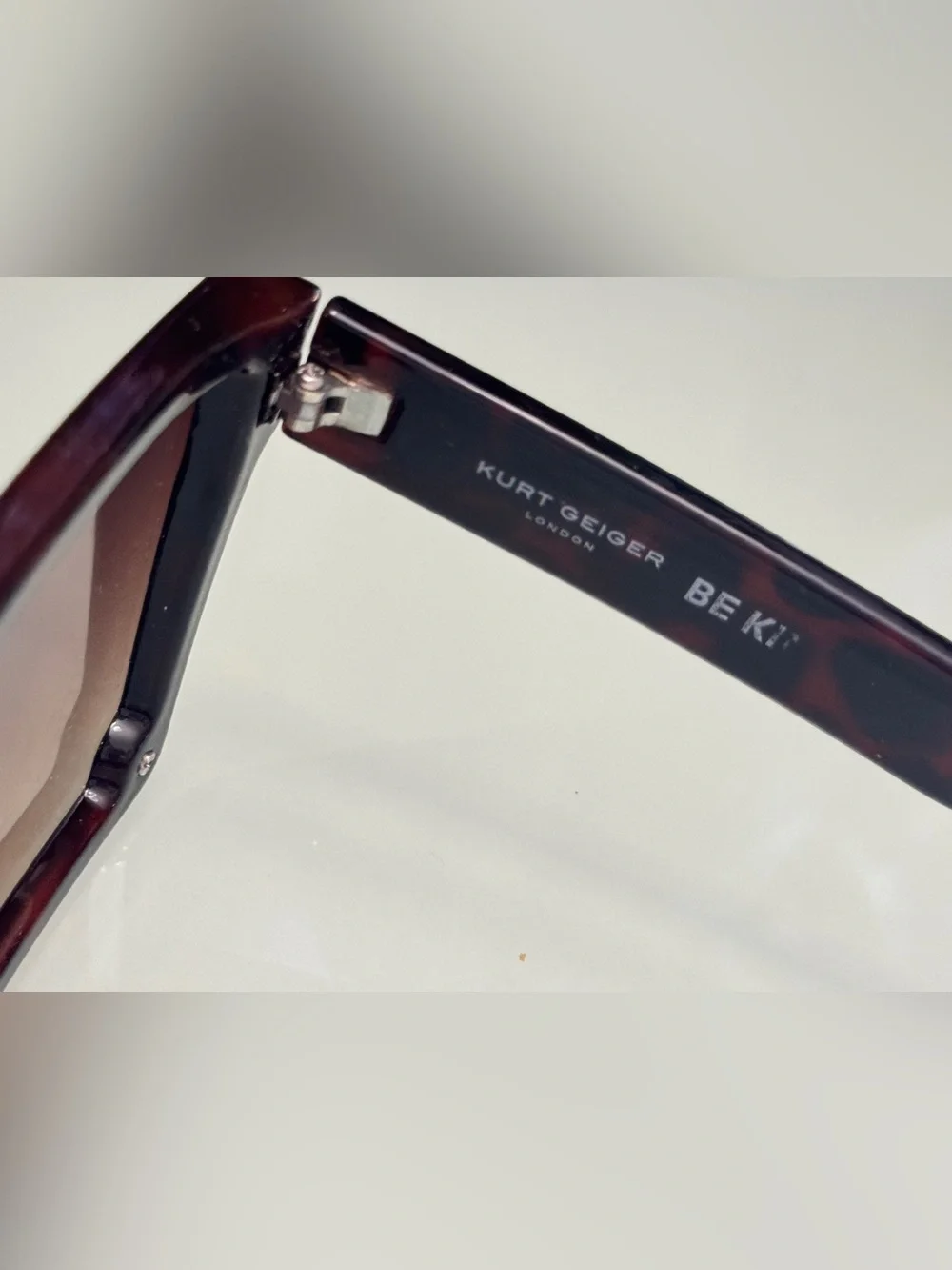 Kurt Geiger Tortoiseshell Shield Sunglasses with Brown Gradient Lenses - Picture 8 of 16